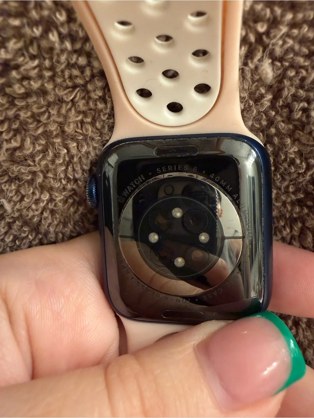 Apple Smartwatch with Light Pink Ventilated Sport Band